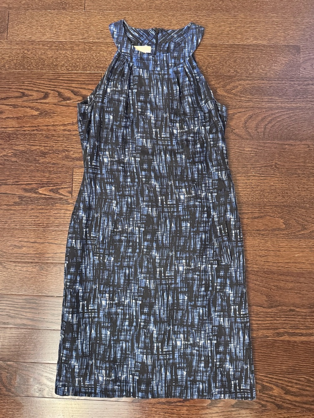 100% Silk Michael Kors Collection Dress Blue Halter Shift Made In Italy Size 4